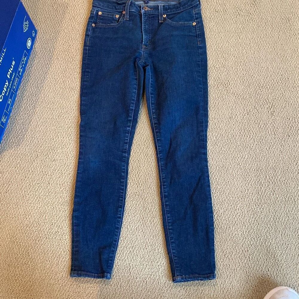 J Crew 8" Toothpick Jeans In Classic Wash H0189 Crop Ankle Stretch Pants 27